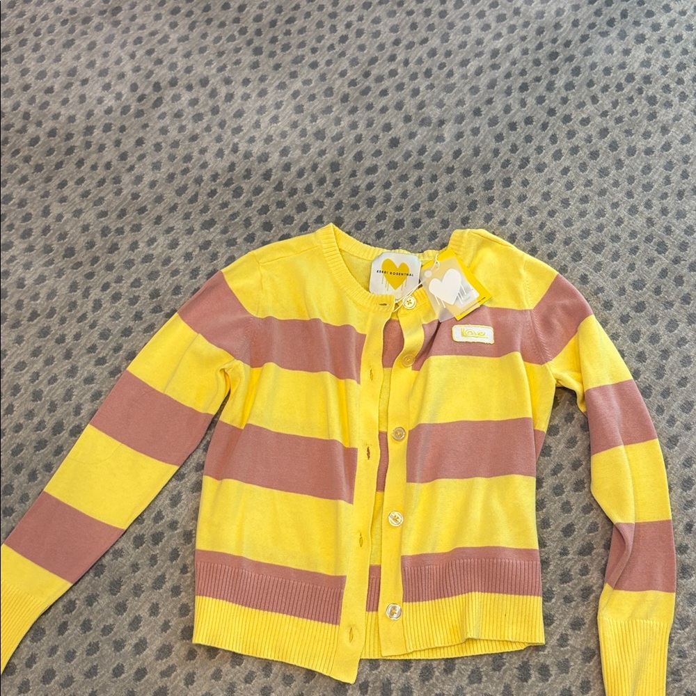 Kerri Rosenthal Yellow and Tan Striped Sweater